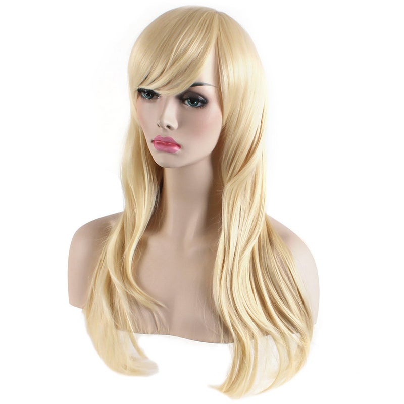Akstore 28 inch Fashion Wigs Long Wavy Curly Hair Cosplay Wig (Golden) - Image 4